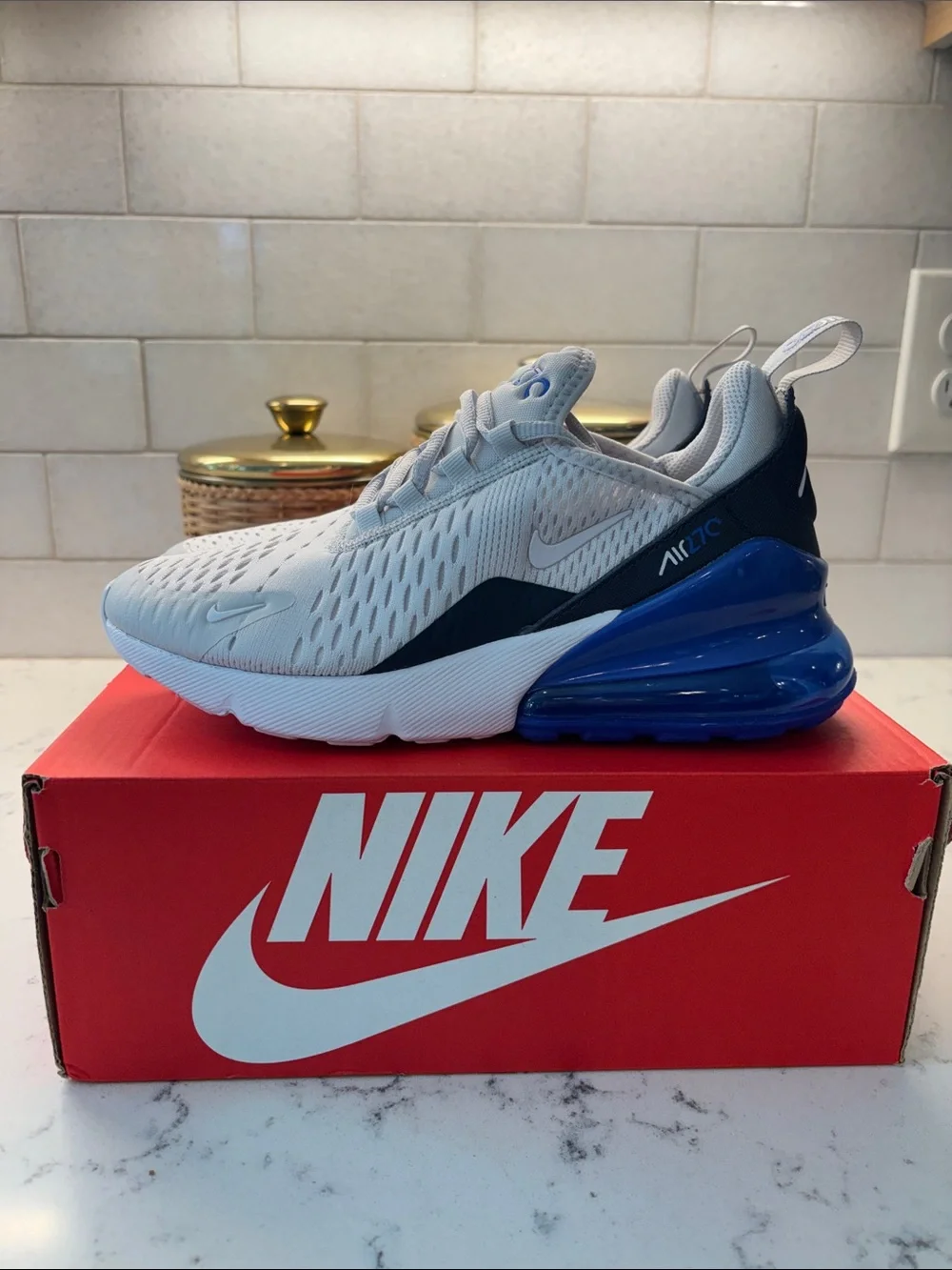 Nike Air Max 270 Kids Sneakers - White, Blue & Gray